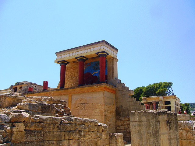 Ausgrabungen von dem Palast Knossos auf Kreta